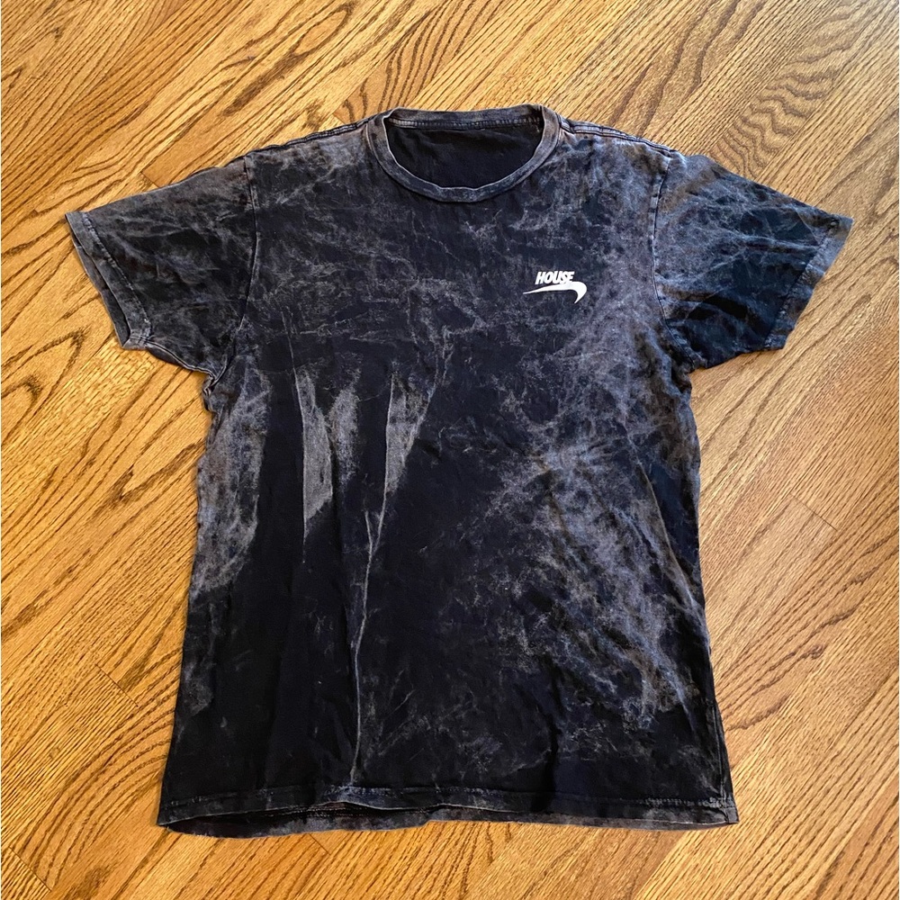 Men’s Medium Vision House Music Tie-Dye Black & Bleach Shirt
